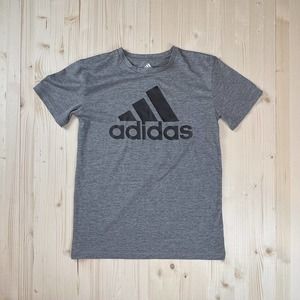 adidas Boys Heather Gray Big Logo Climalite Short Sleeve T- Shirt Large aa5717